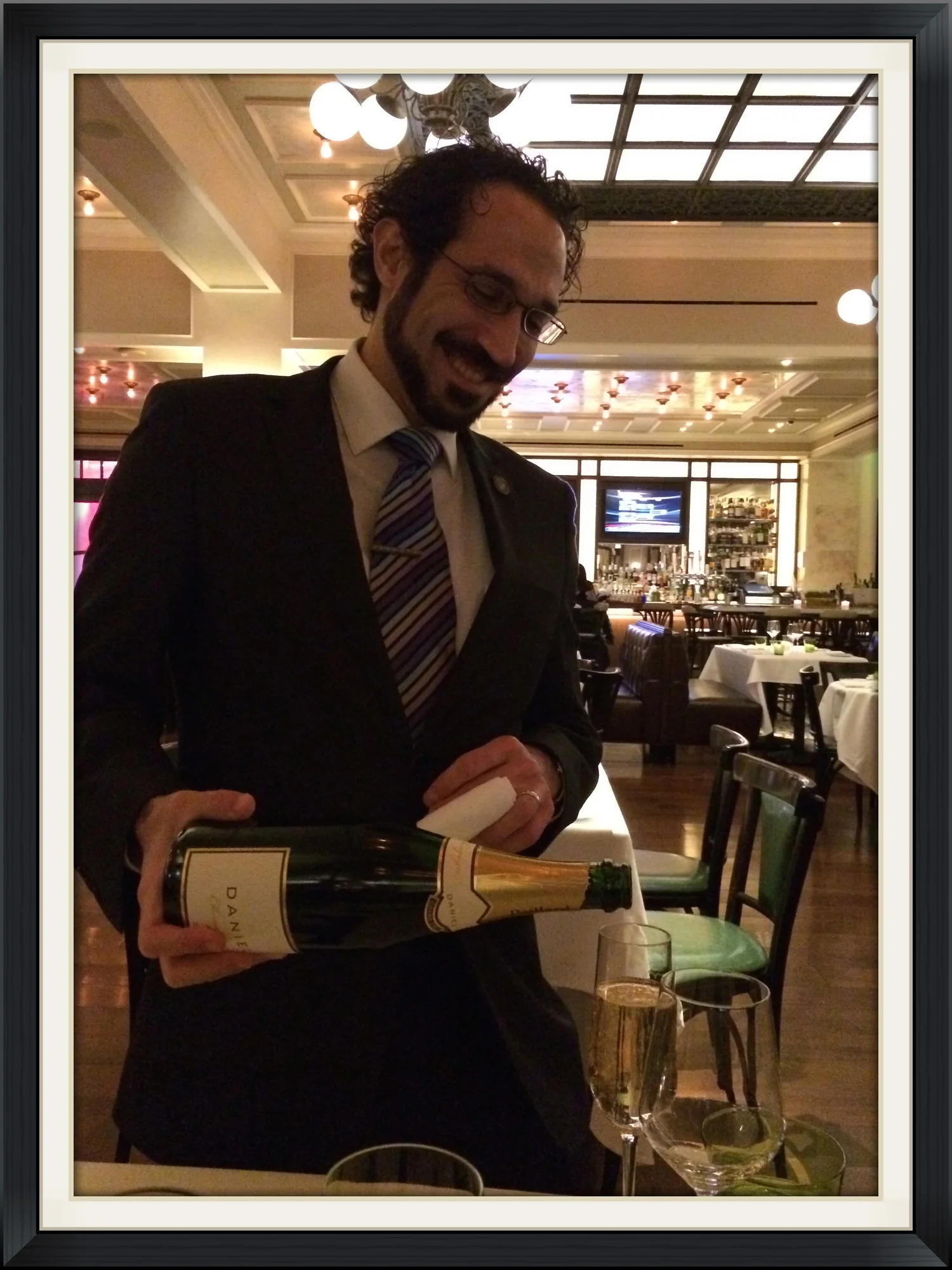 Devin Zendel pours "Daniel" Brut at db Brasserie
