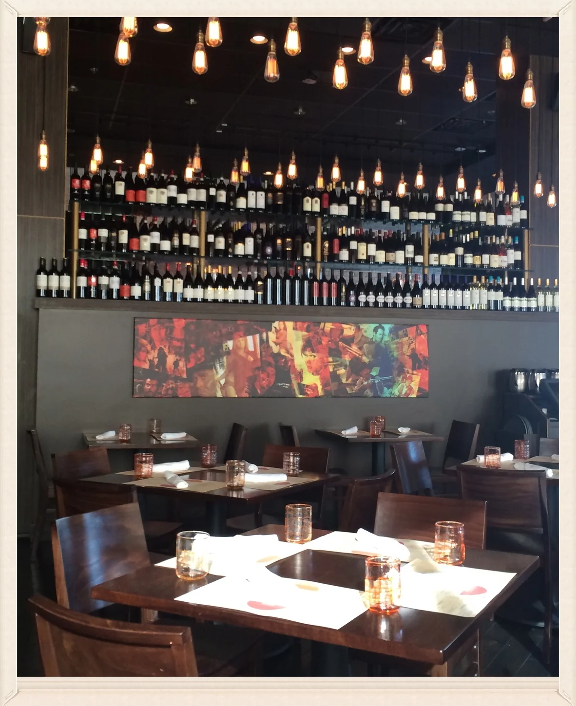 Wine bar lineup at Due Forni