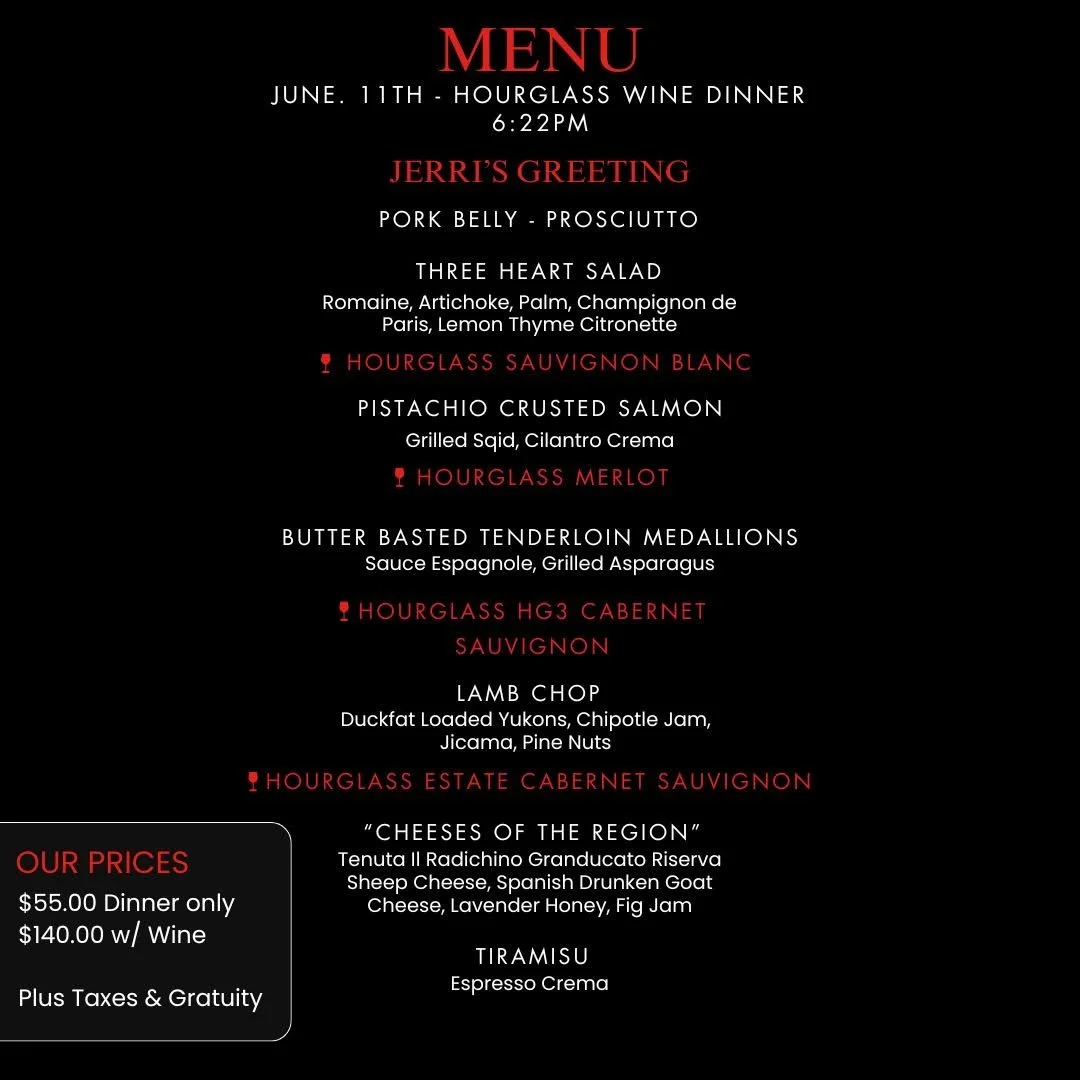 Hourglass Winery Dinner at Polo Grill