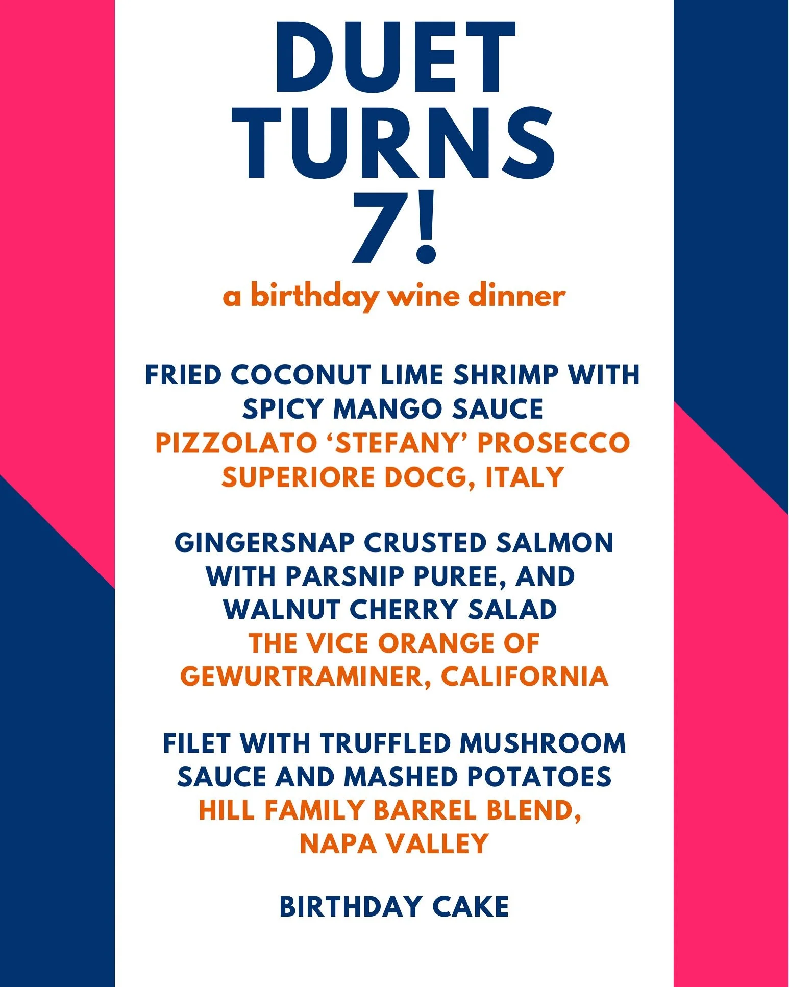 Duet's 7th Birthday Wine Dinner
