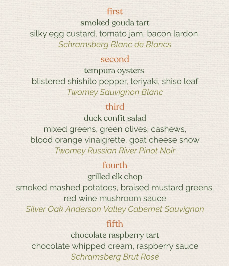 Schramsberg & Silver Oak Cellars Wine Dinner at Juniper