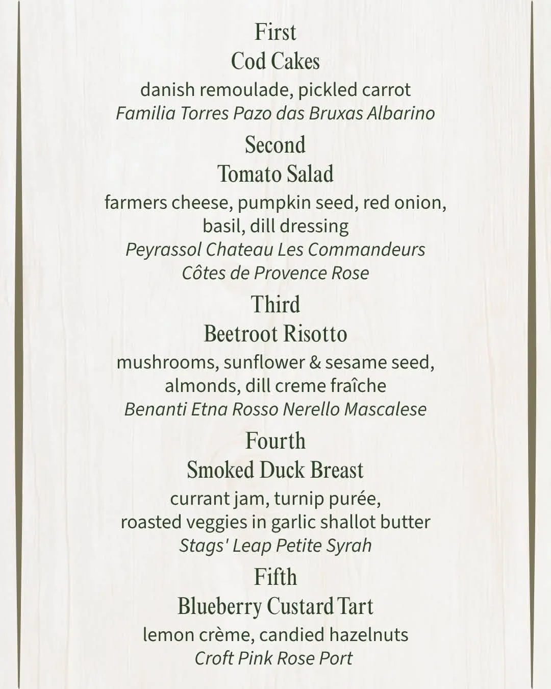 Nostalgia Wine Dinner - Freya at Juniper 