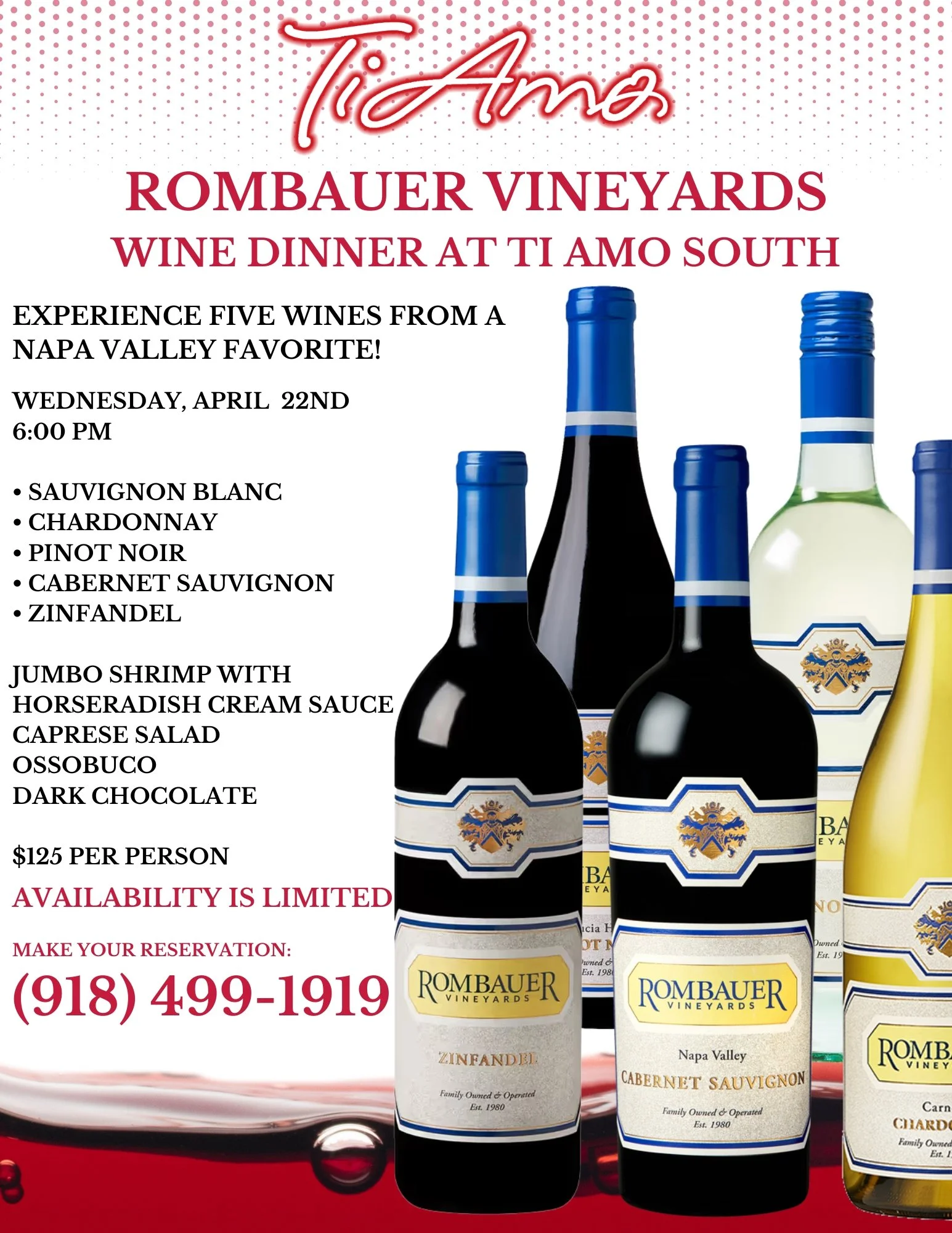 Rombauer Vineyards Wine Dinner at Ti Amo 