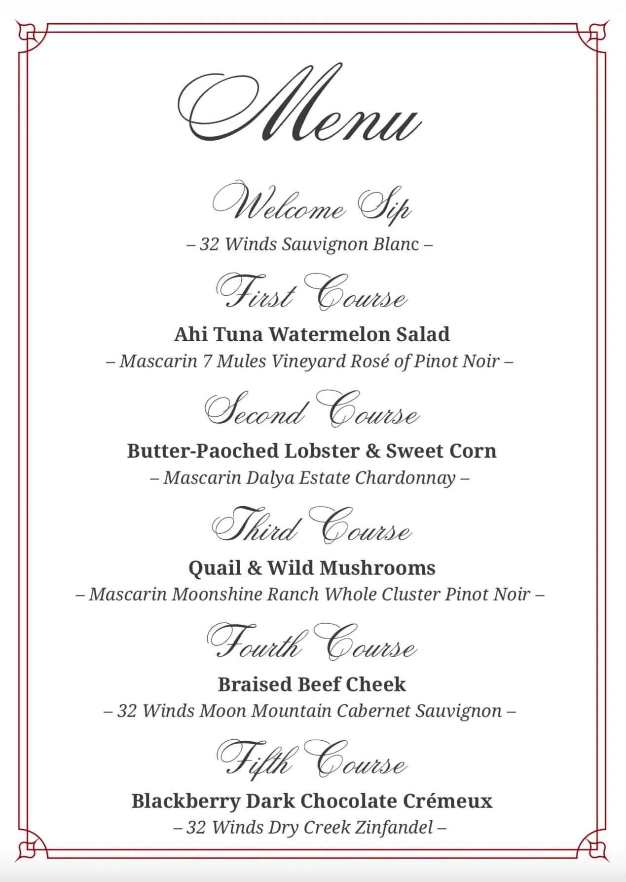 32 Winds &amp; Mascarin Family Wine Dinner at Doc's 