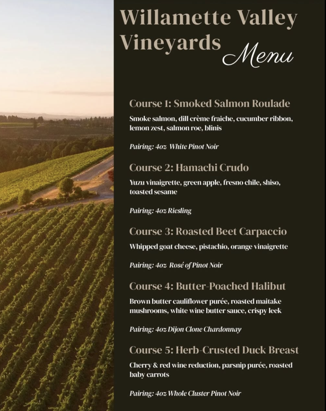 Willamette Valley Vineyards Wine Dinner at Doc's