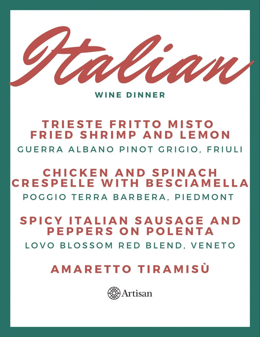Italian Wine Dinner at Duet