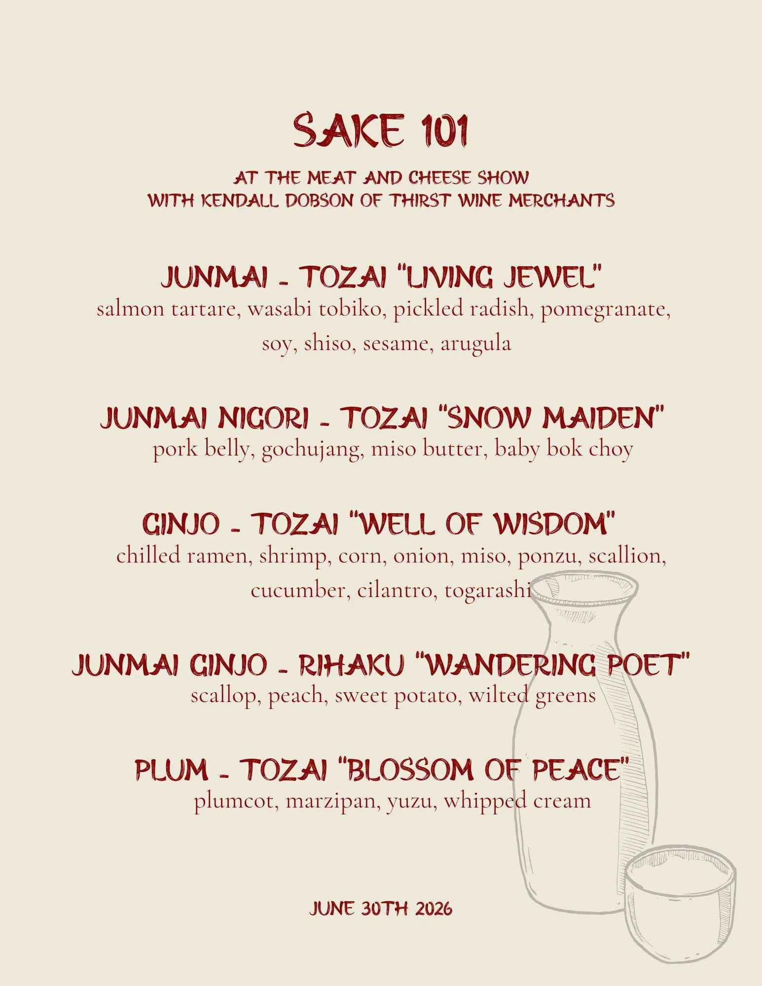 The Sake Dinner at The Meat and Cheese Show