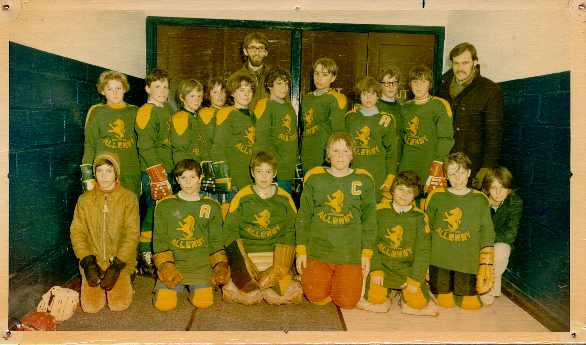 Age 10 after losing 7-0 at Maple Leaf Gardens (4th from the left back row)