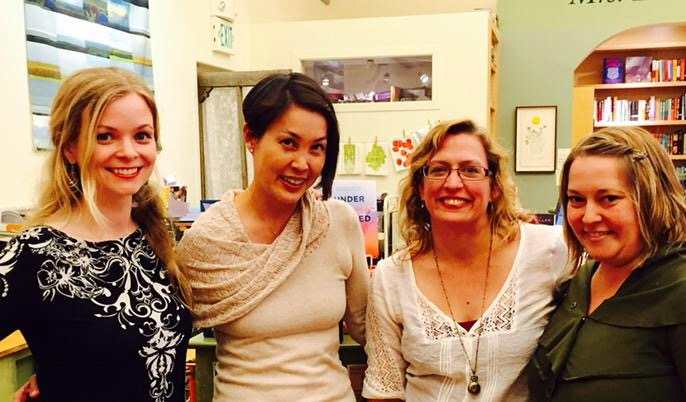 s.j. kincaid, stacey lee, me, and whitney miller at mrs. dalloway's in berkeley!