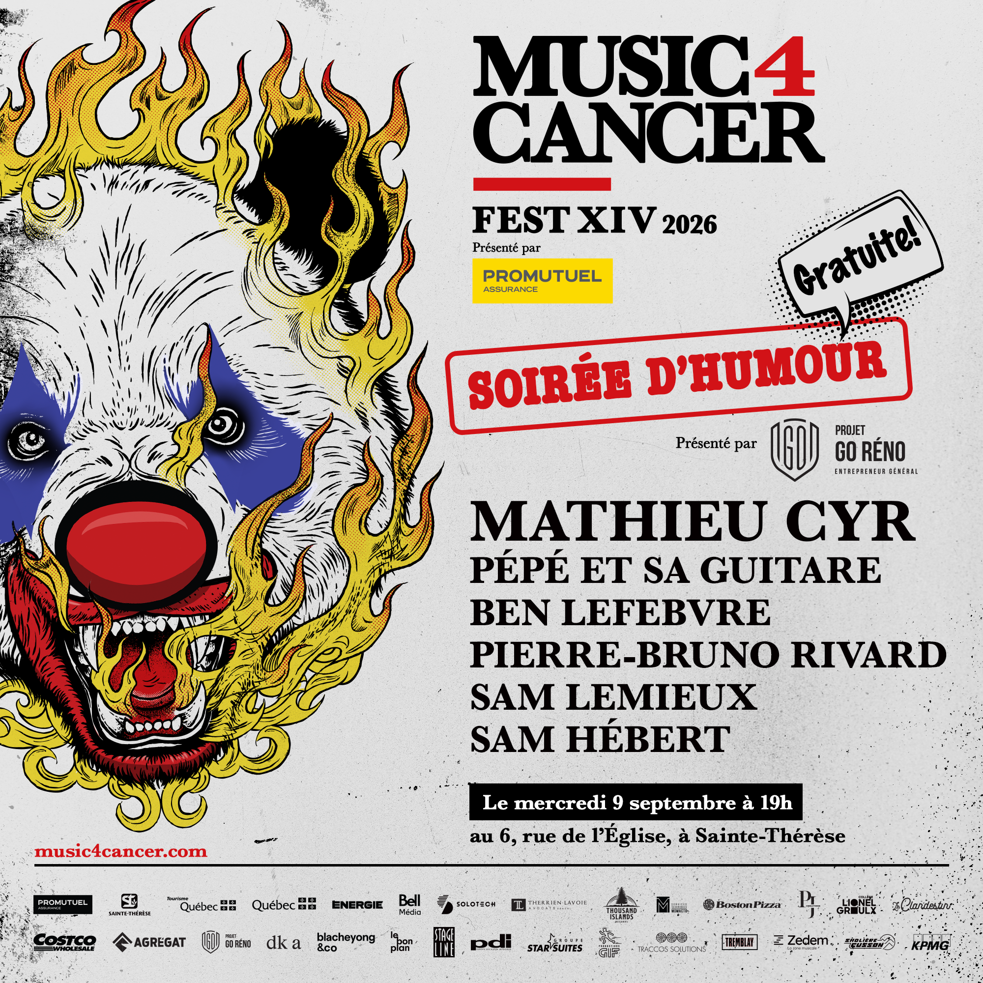 Une grande soirée d’humour gratuite pour lancer Music 4 Cancer 2026