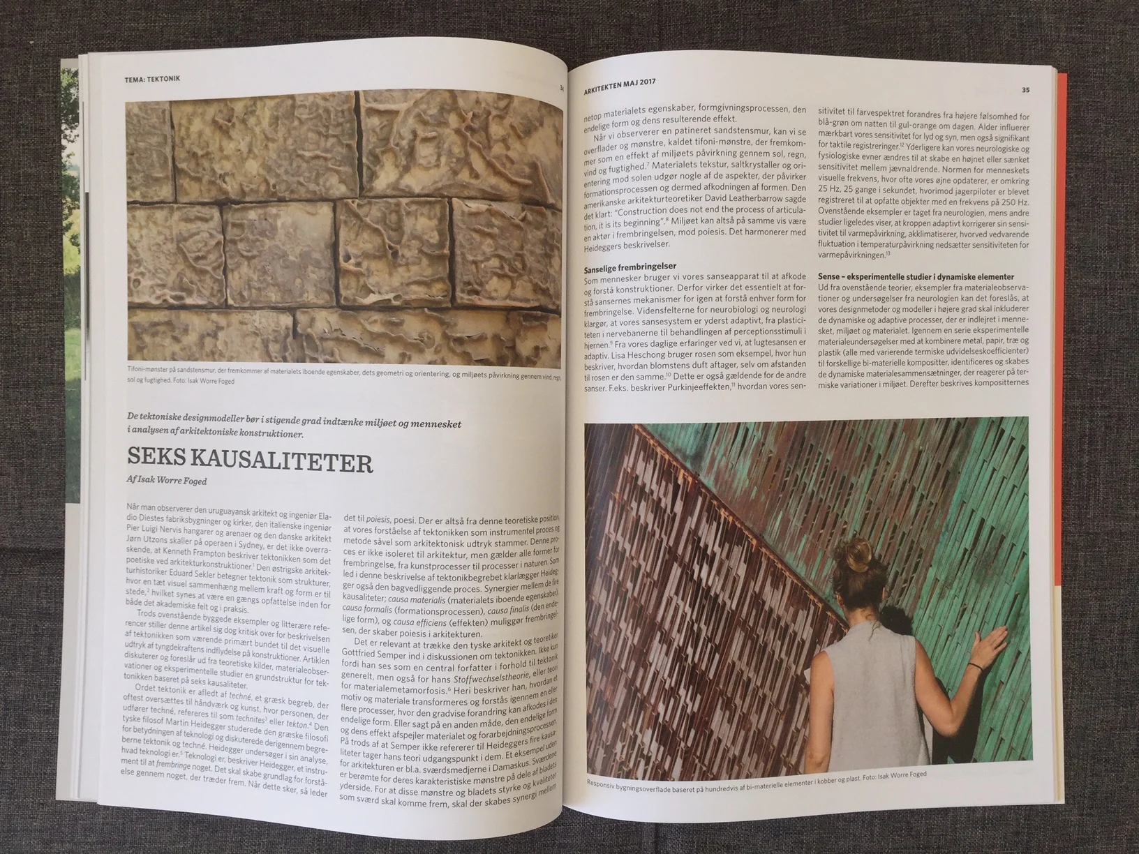 Article on 'Six Causalities' formulated by Isak on the definition of Environmental Tectonics, showing also the Sense III and IV projects in the Danish Journal 'Arkitekten'. The journal is distributed to all architects in Denmark and additional subscribers to the journal.
