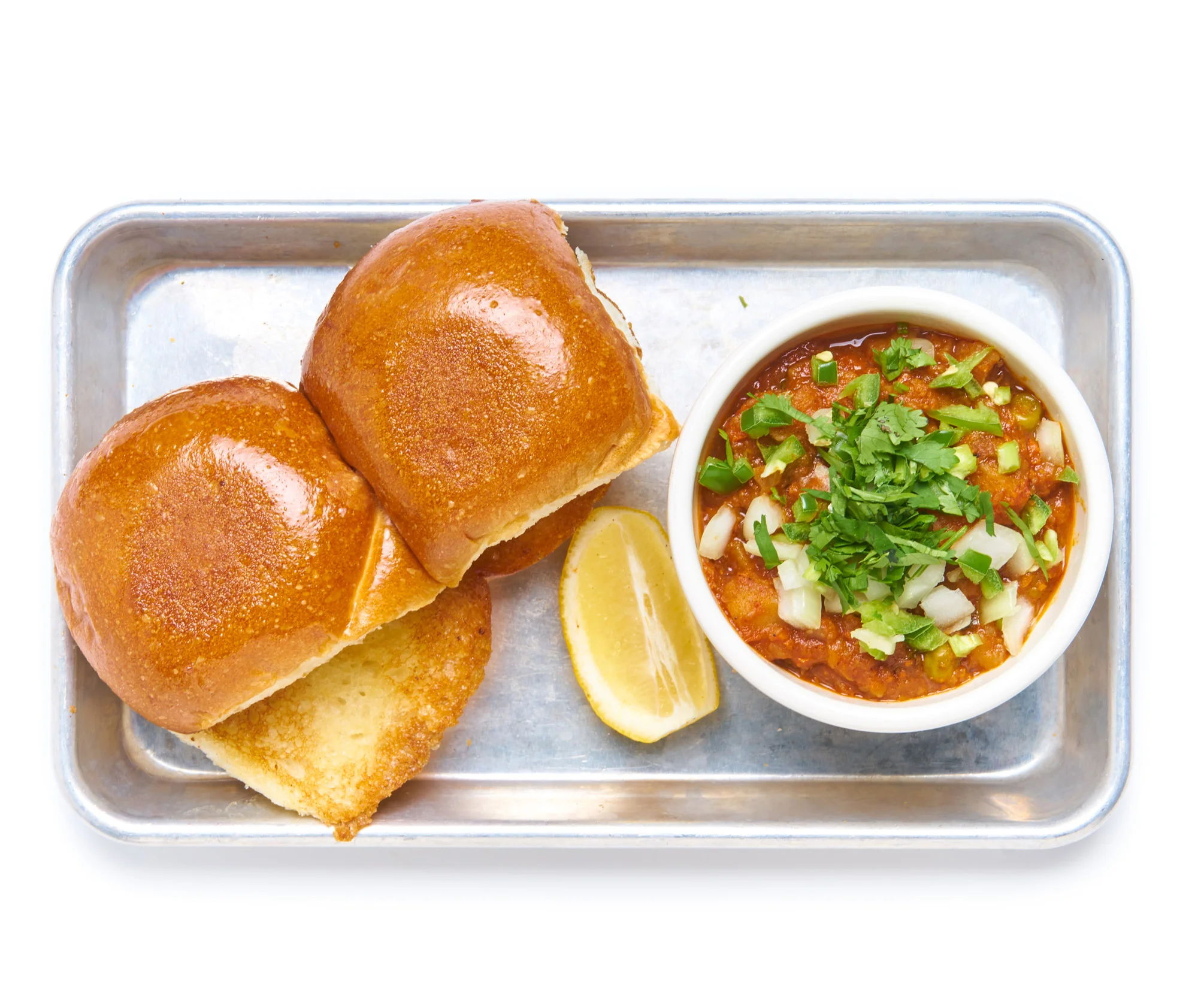 PAV BHAJI a mumbai street bhaji mash of seasonal veggies with amul buttered pav bread (VG)