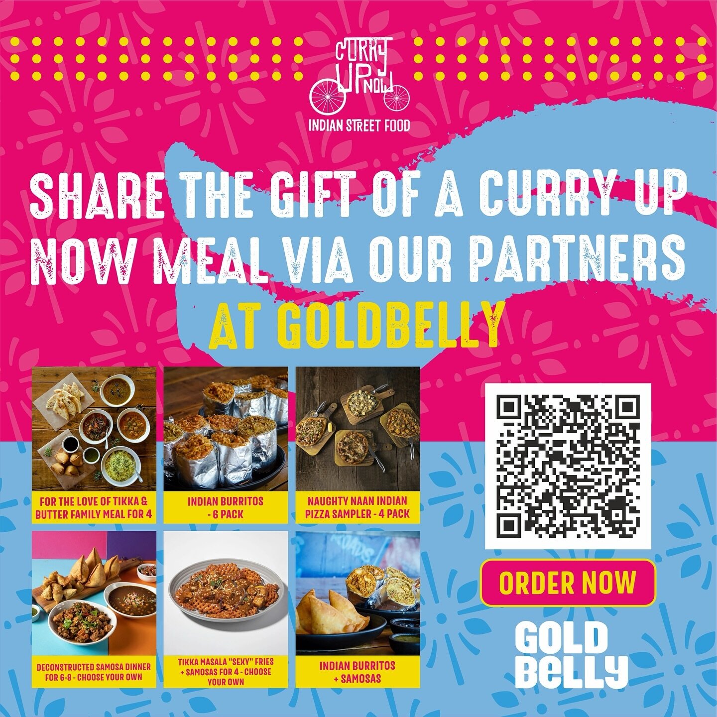 It&rsquo;s raining gifts this December🎁 
Scan the QR and make someone&rsquo;s day or month for that matter!
.
.
#CurryUpNow #GoldBelly #GoldBellyFoodLove
#IndianStreetFood #HolidaySeason #GiftOfFood