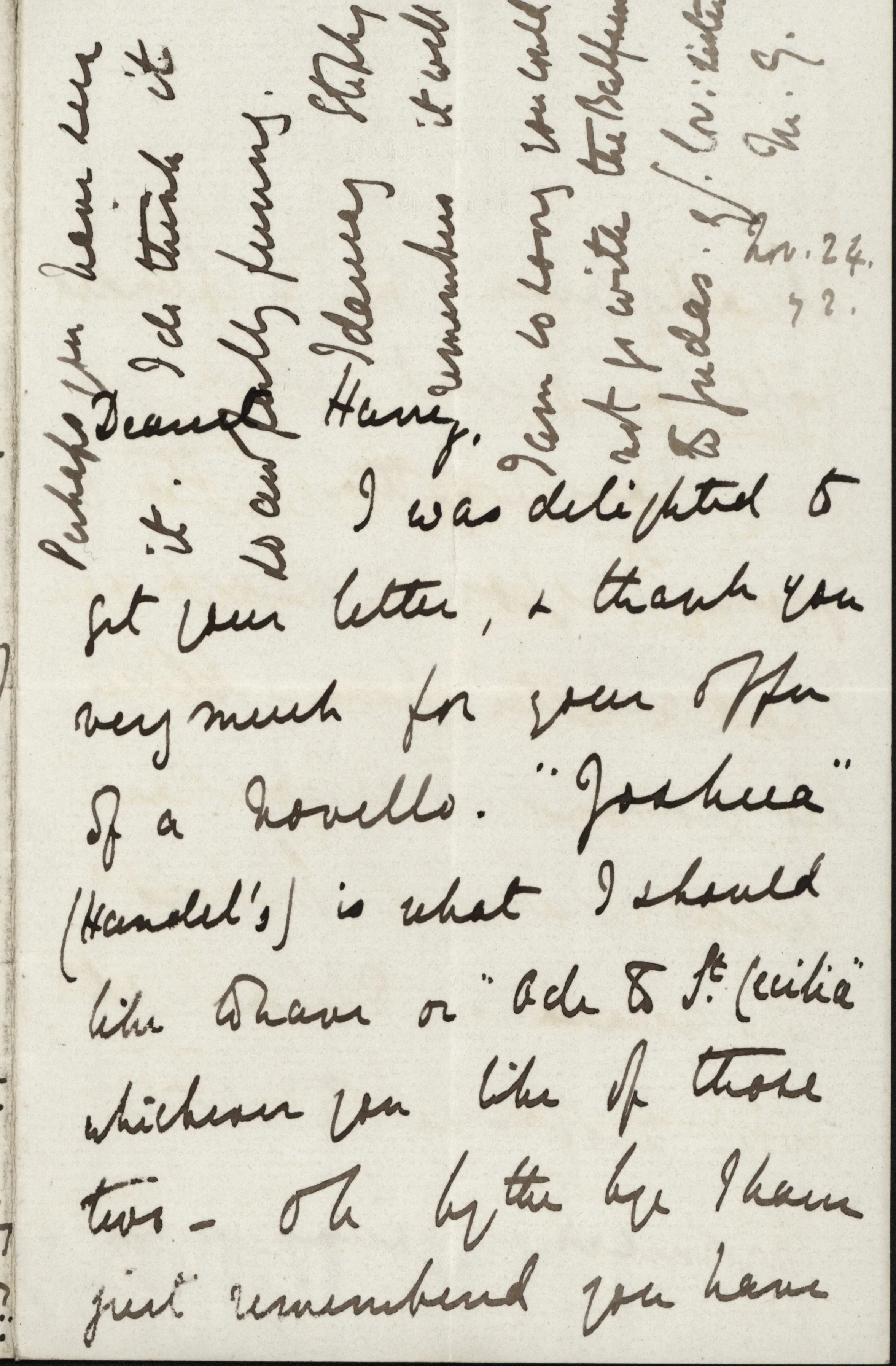 Mary Gladstone to Henry Neville Gladstone, 24 November 1872. The Flintshire Record Office, GG 848. All images used with permission. See the end of the post for the transcription.