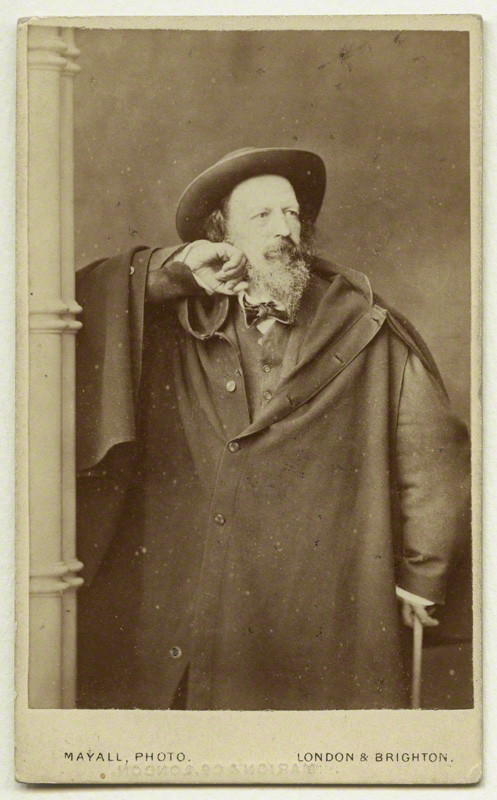 Alfred Tennyson, 1st Baron Tennyson by John Jabez Edwin Mayall. Albumen carte-de-visite, 1870s. NPG x12997 © National Portrait Gallery, London. License: CC-BY-SA 3.0