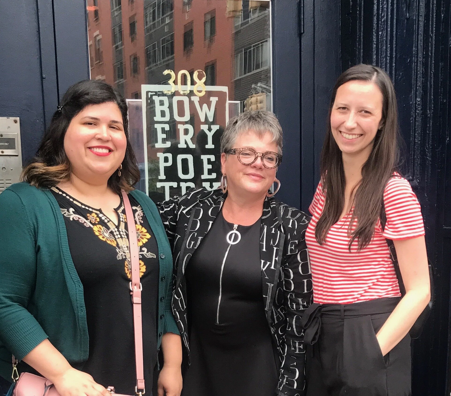 Author Ann Davila Cardinal with her agent Linda Camacho and Tor Teen editor Ali Fisher