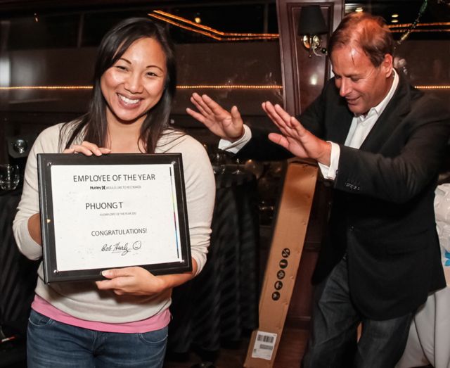 Bob Hurley, CEO and Founder of Hurley Inc. paying&nbsp;homage to their Employee Of The Year.&nbsp;