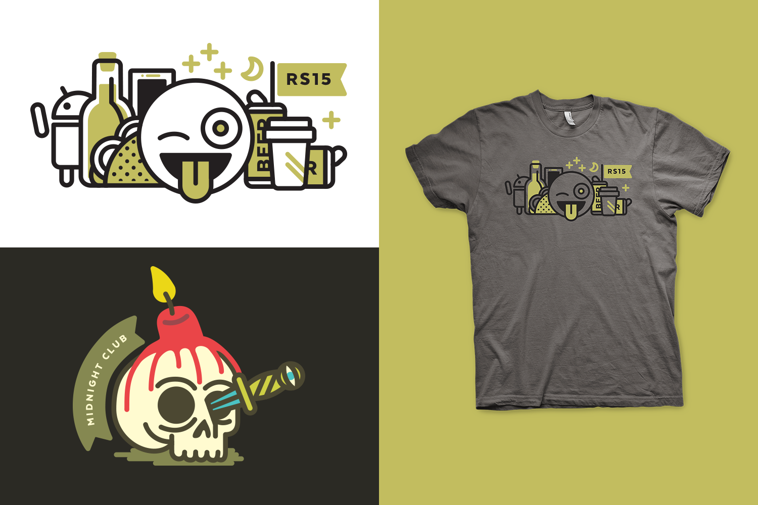  Rocket Science 2015 branding, shirt and inaugural Midnight Club emblem/sticker.&nbsp; 