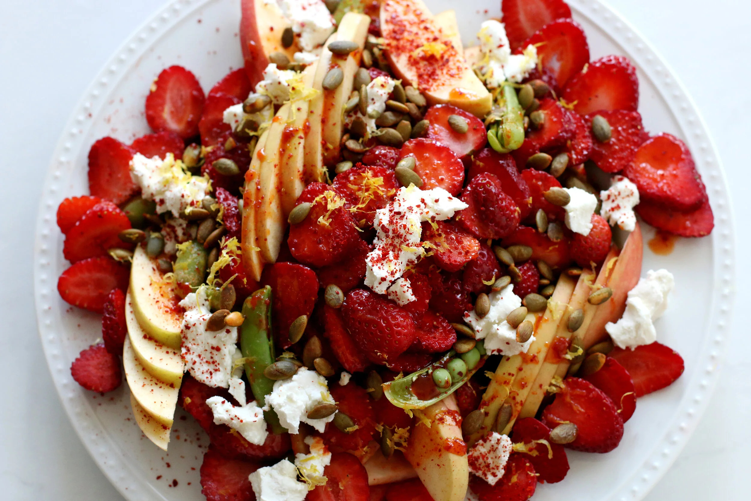 Spring Strawberry Salad with Spicy Honey Dressing