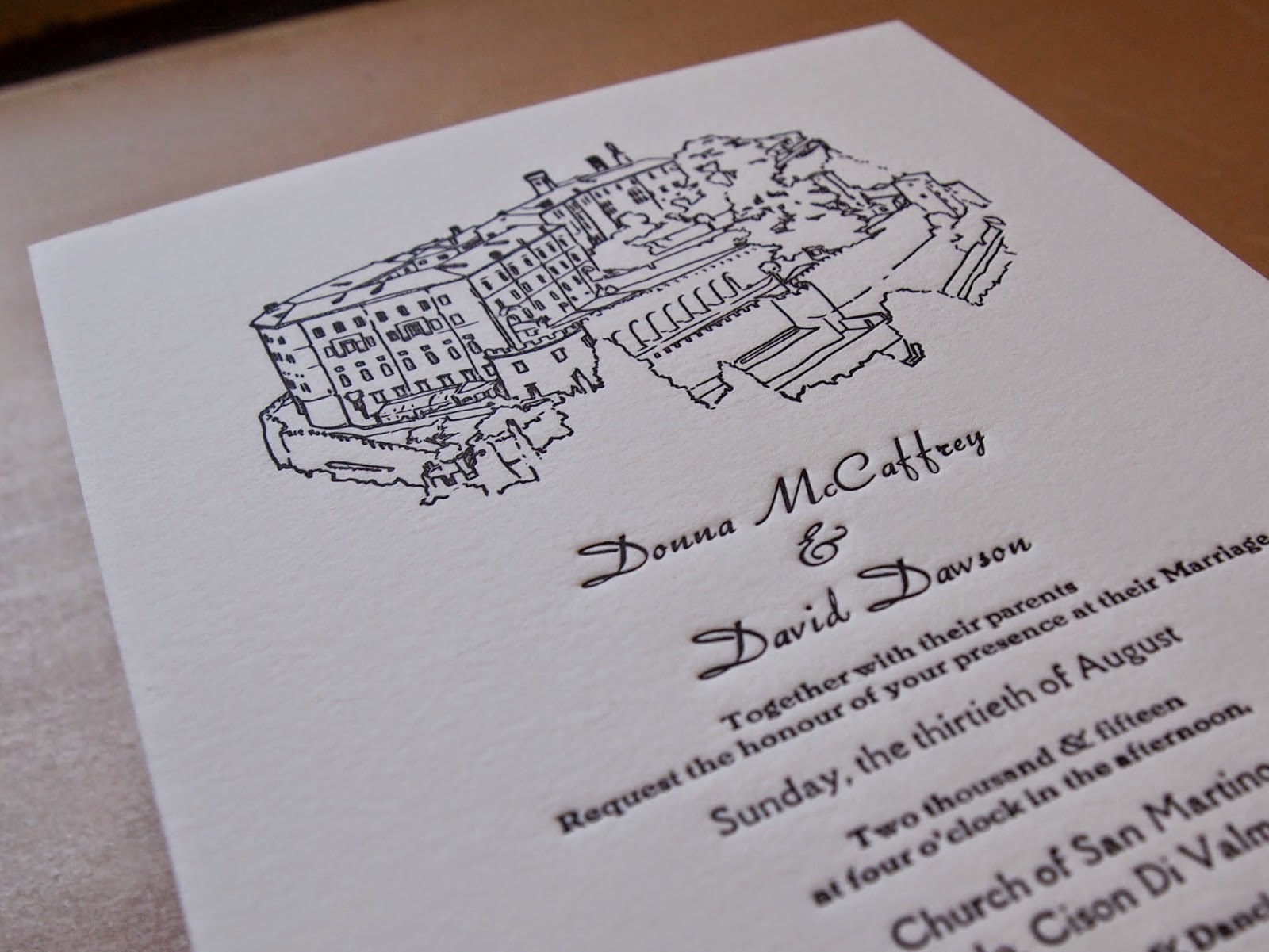 Hand drawn illustration with hand set text on Cranes Crest 600gsm.