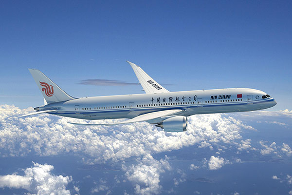 An artist impression of an Air China Boeing 787-9 Dreamliner aircraft.