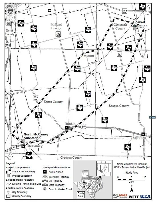 North McCamey to Bearket Map — Wind Energy Transmission of Texas