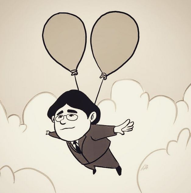 Iwata's Balloon Flight ( from the instagram of Hidetaka "SWERY65" Suehiro )