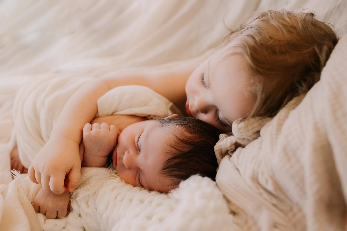 Is this not adorable?!?!?!? Big sister was feeling a bit shy during this shoot. But then while I was working with the baby big sister fell asleep on the couch. I thought&mdash;- hmmm it&rsquo;s a risk to wake a toddler as they may get grouchy but I&r