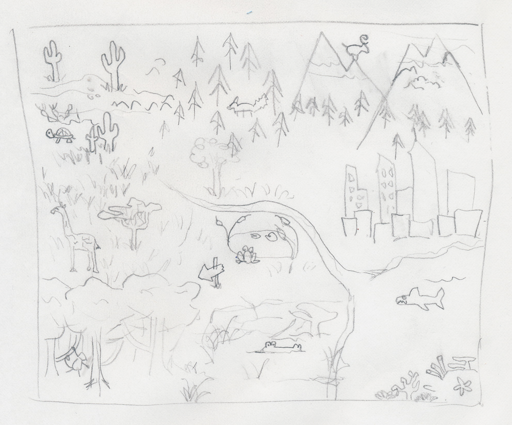 Home screen of 9 habitats initial sketch