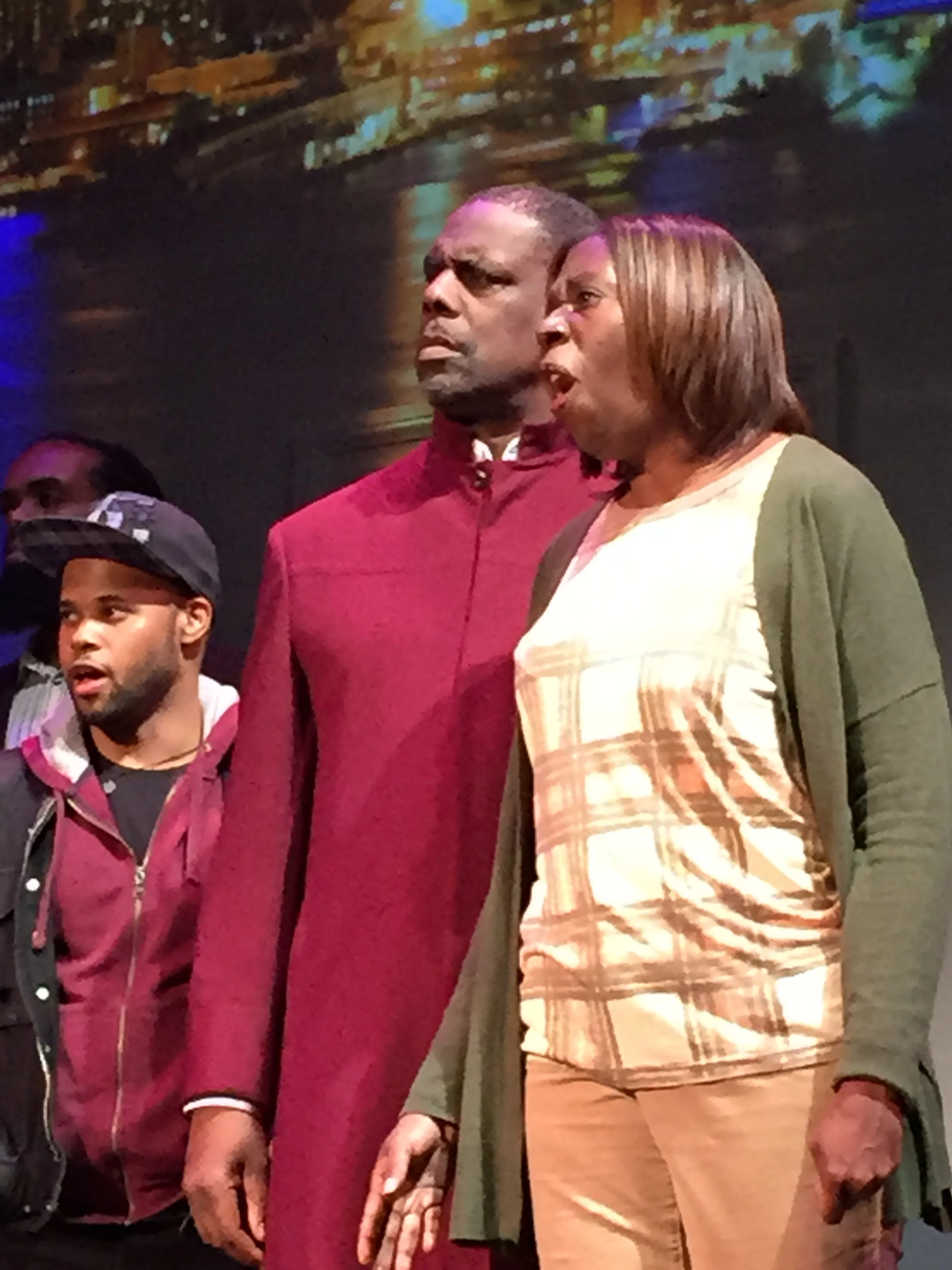 "Shame, Sherman, shame!" Samuel McDonald as Marcus; Kevin Maynor as the Reverend Bacon; Adrienne Alexander as Mrs. Lamb