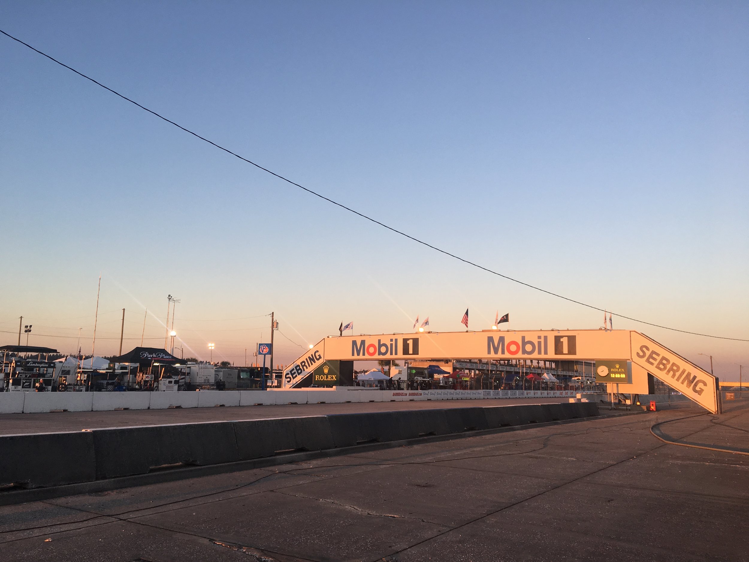 The view of the track - quiet at last - just as sunset hit on the evening before the big race!