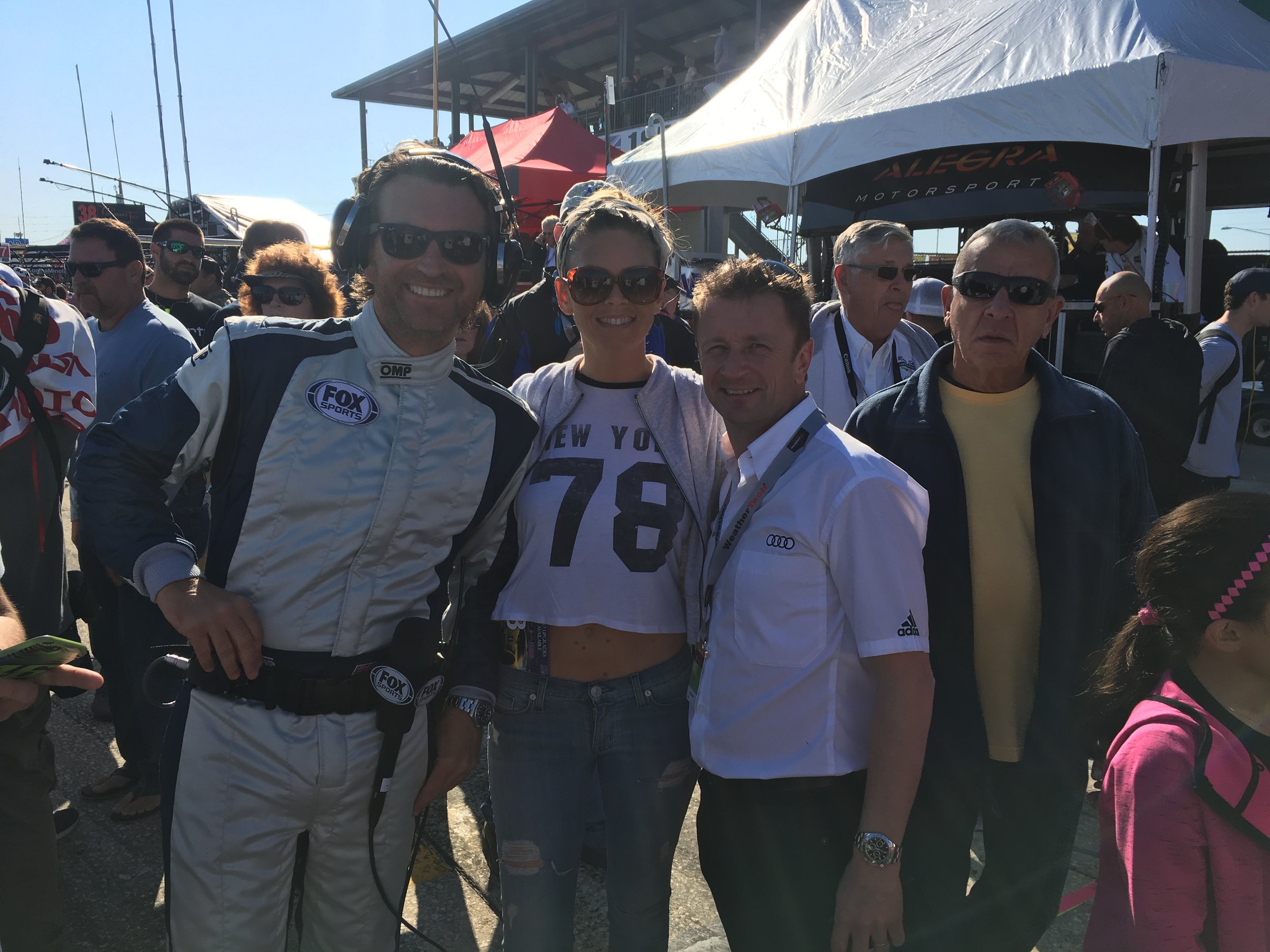 Found two of my favorite people to hang with in Pitlane just before the race. Alan McNish and Shannon! (the guy in the yellow isn't with us...)