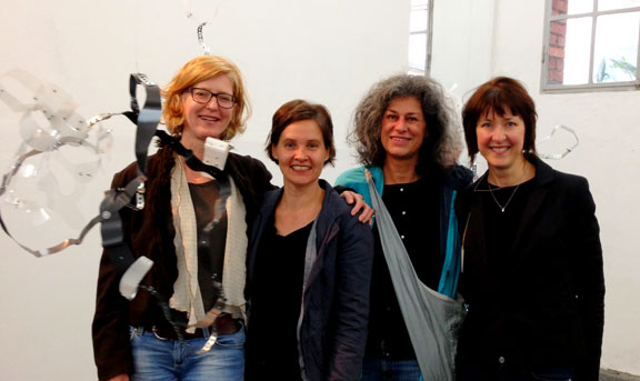 Katja v. Ruville, Merja Herzog-Hellstén, Claudia Grom and Kelly O'Brien at the AEHETTRA Vernissage.