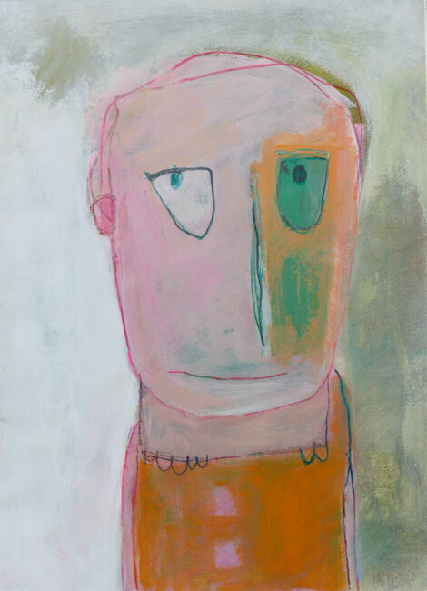  Chris Kircher  faces #19, 2019, 40x30 cm  Gouache, Acryl und Buntstifte auf Papier  320.- € + Versand/shipping   Webshop  