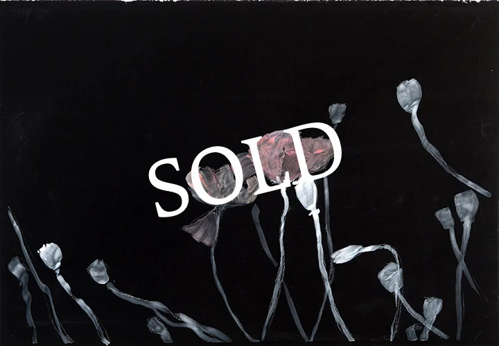  Katja von Ruville Naturstudie »Mohn« 2019 25 × 17 cm Pigmente, Dispersionsbinder auf Scherenschnittpapier | pigments, liant on paper 