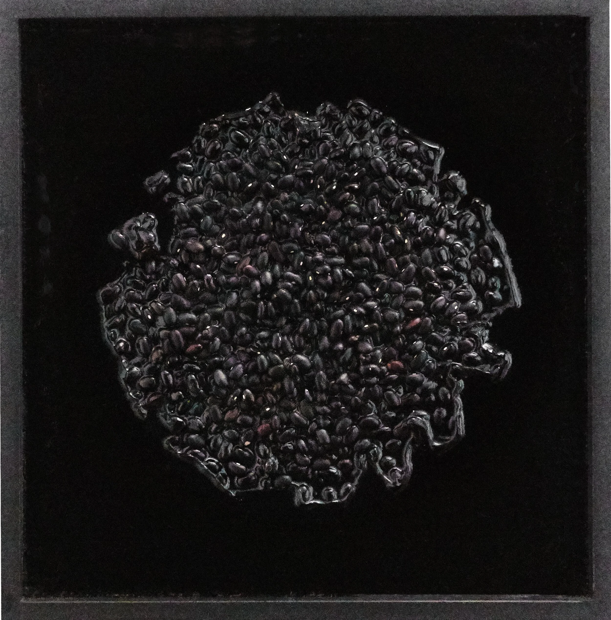  Katja von Ruville Quadratserie_09 2014 30 × 30 cm Gießharz, Pigmente, Urdbohnen, Holz | resin, pigment, mung beans, wood 350,– €  Verkauf:  vonruville@grassgruen.info  