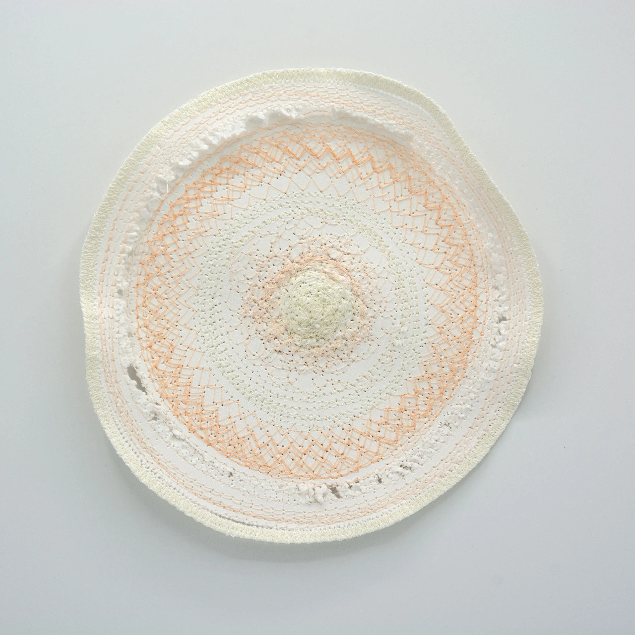  Kelly M O’Brien   Stitch study 3 , thread and paper, 18 x 18 cm ©2020  €112 + shipping  To purchase:  kelly (at) kellyobrien (dot) art 