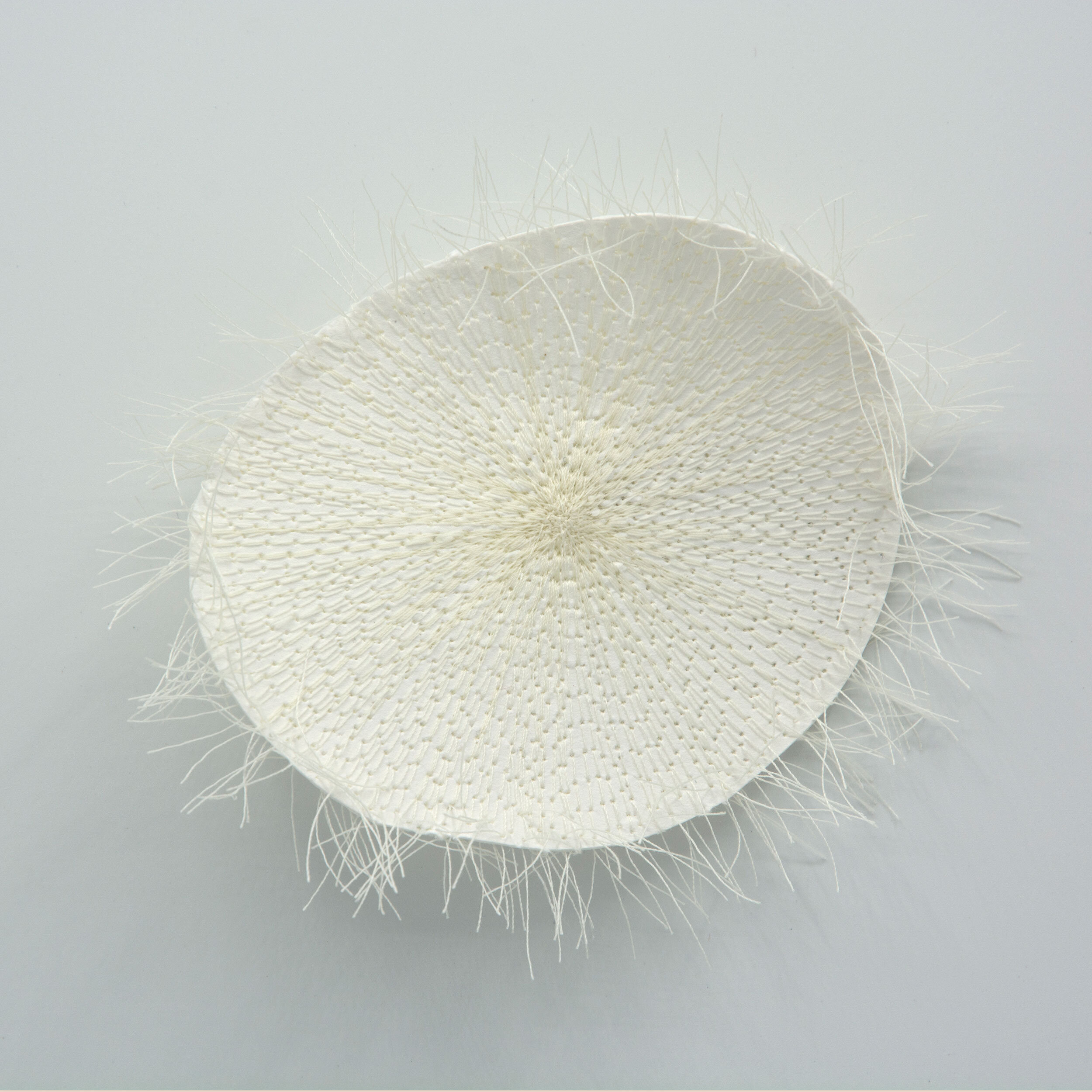  Kelly M O’Brien   Stitch study 4,  thread and paper, 14 x 12 cm ©2020  €85 + shipping  To purchase:  kelly (at) kellyobrien (dot) art 