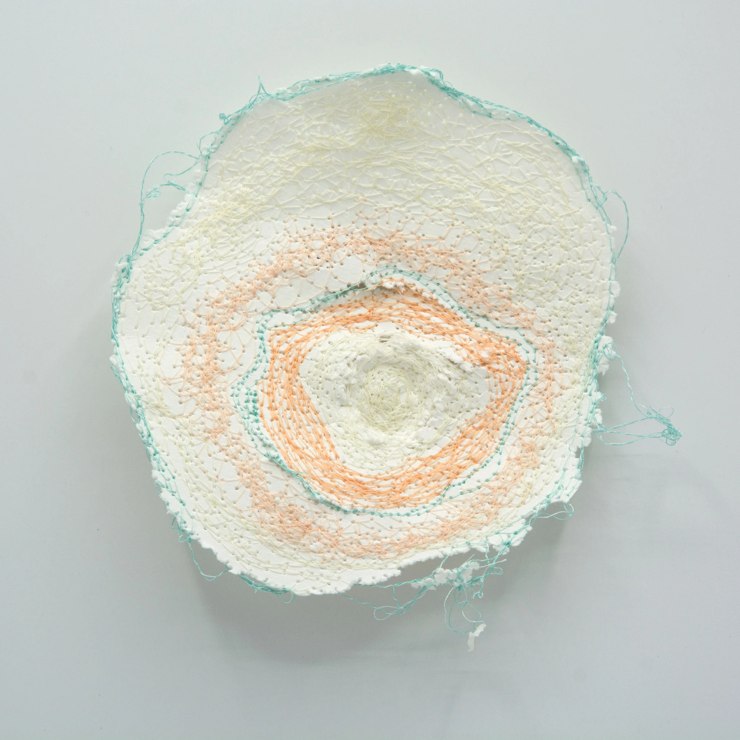  Kelly M O’Brien   Stitch study 8 , thread and paper, 14 x 12 cm ©2020  €85 + shipping  To purchase:  kelly (at) kellyobrien (dot) art 