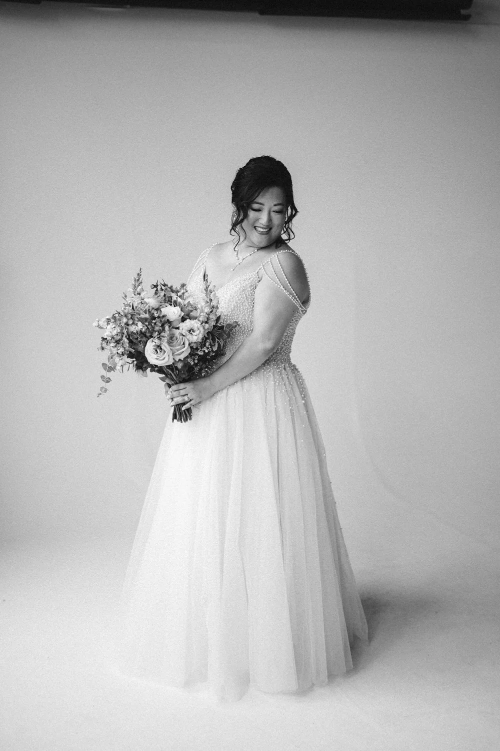 Wedding day studio portraits bride groom