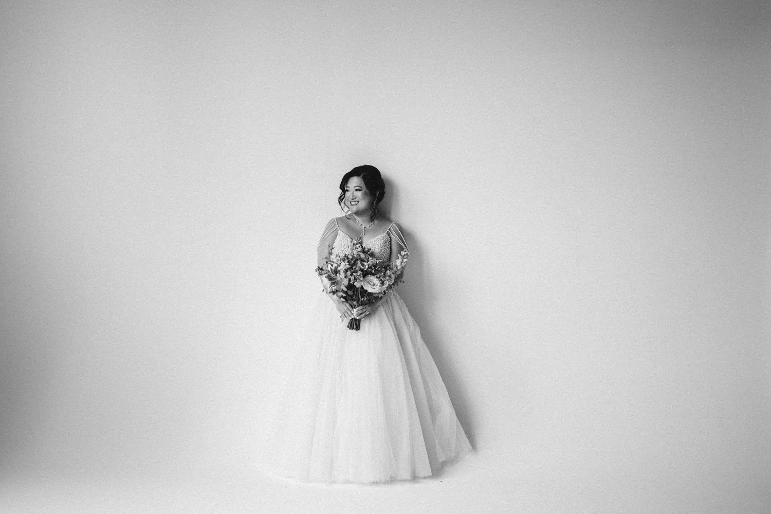 Wedding day studio portraits bride groom