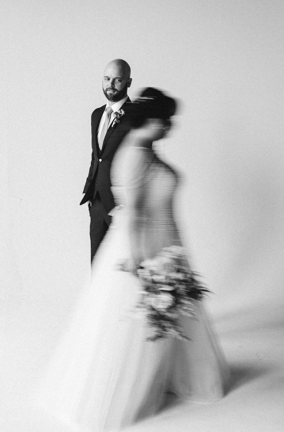 bride in studio on her wedding day photography session