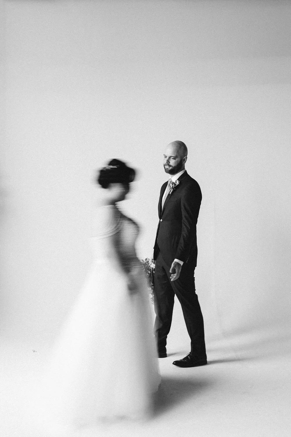 bride in studio on her wedding day photography session