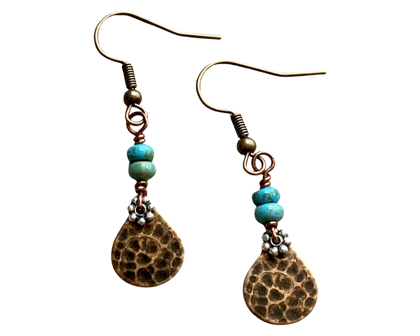 Hammered brass drop earrings