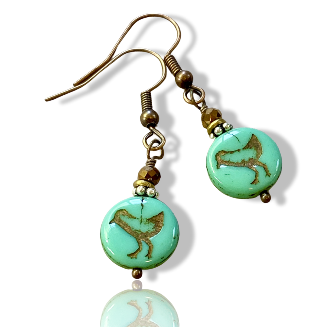 Sweet little Summer birds, turquoise  Earrings