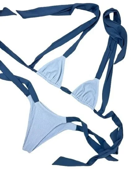 aneta + rio (cheeky) in sky seersucker w/ slate straps