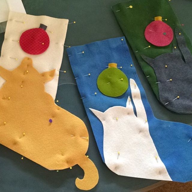 New pet stockings in the works for upcoming trunk show at @theloveliestcompany ! Very excited🤓#Christmasstockings#christmasstockingsfordogs#christmasstockingsforcats#holiday2016