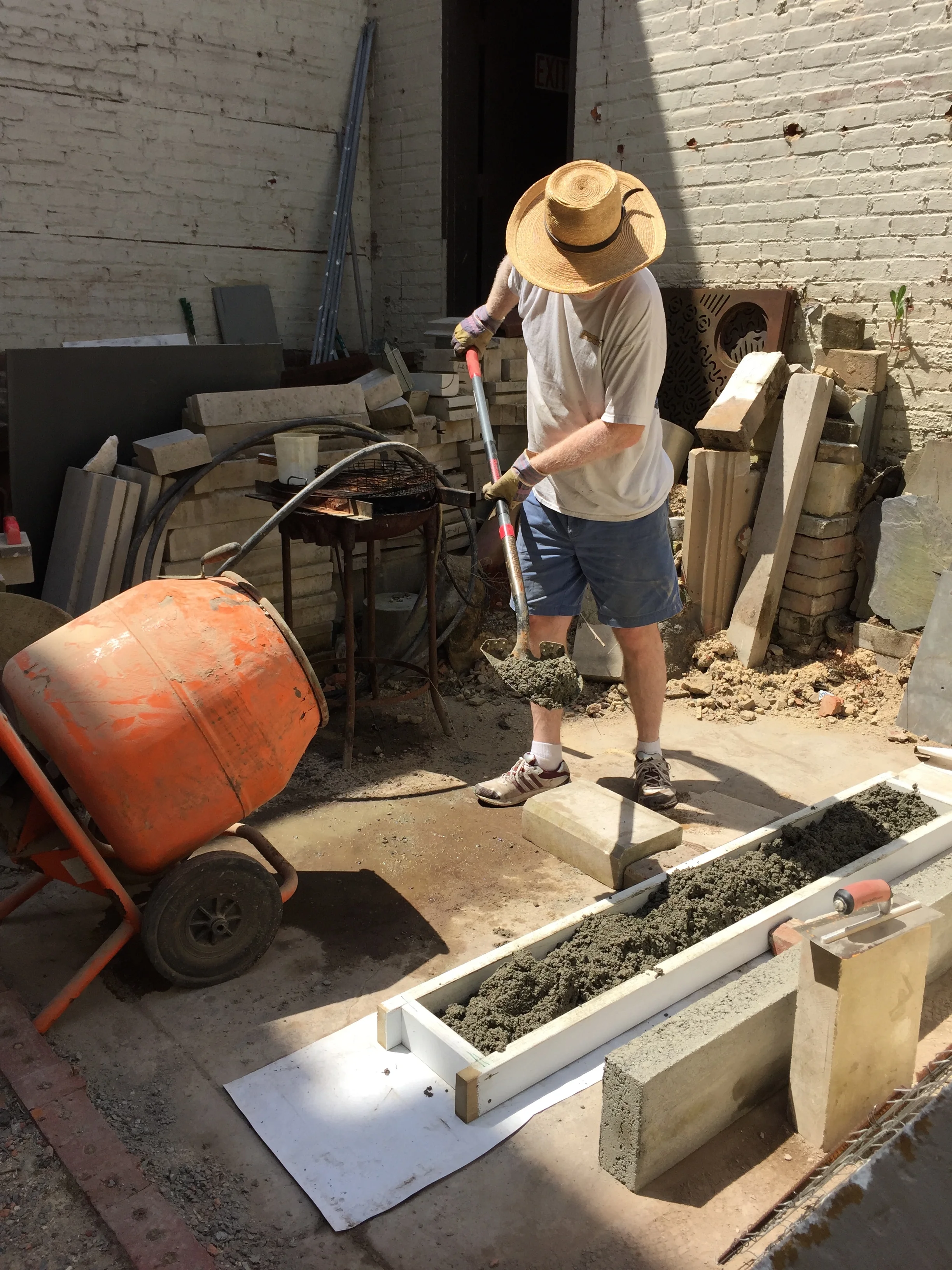  Alain making window lintels which he will stain to look like brownstone. 