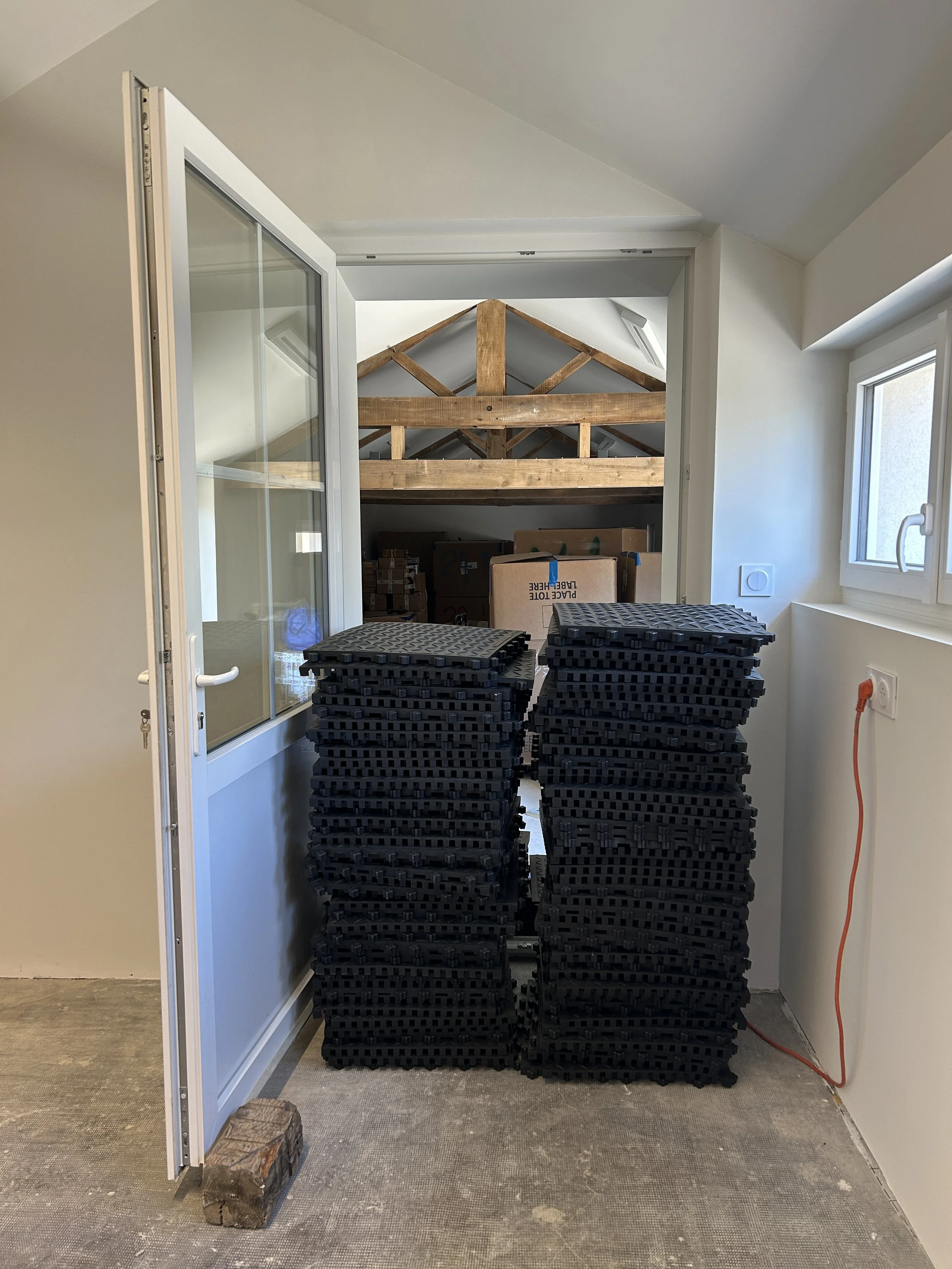  New rubber flooring for paint studio. 