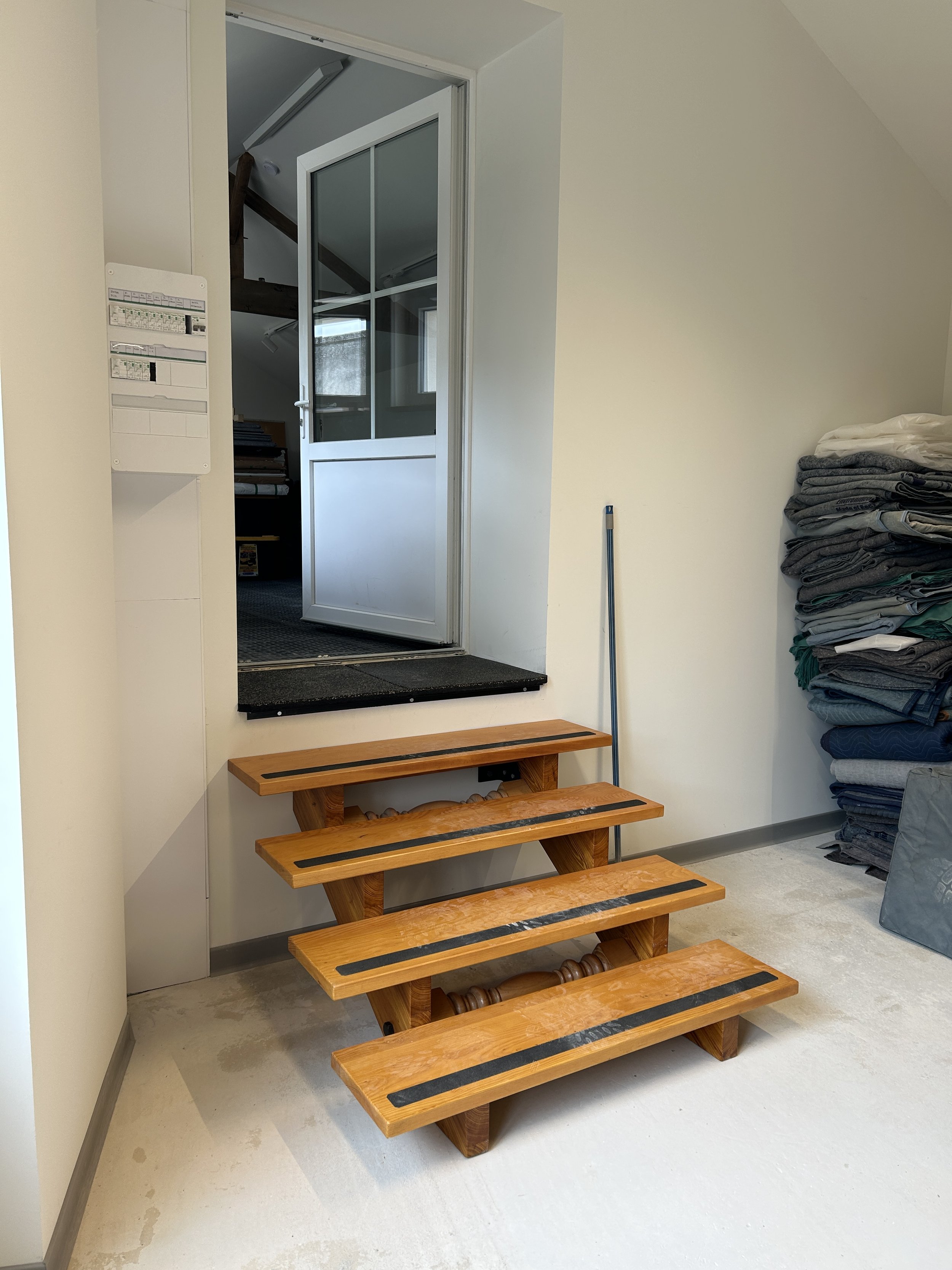  Alain made these stairs in VA to connect the two studios. 